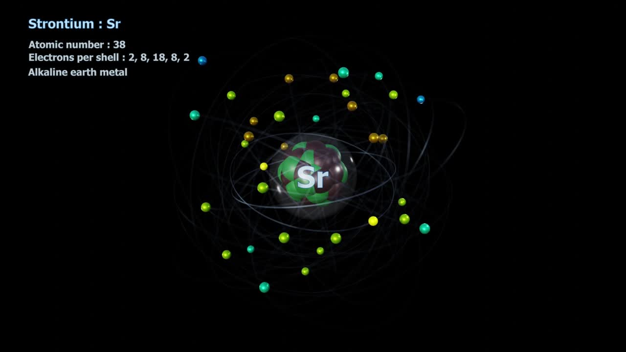 Atom of Strontium with 38 Electrons in infinite orbital rotation on black
