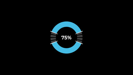 Gráfico-Circular-De-0-A-75%-De-Porcentaje-De-Infografías-Cargando-Anillo-Circular-O-Transferencia,-Descarga-De-Animación-Con-Canal-Alfa.