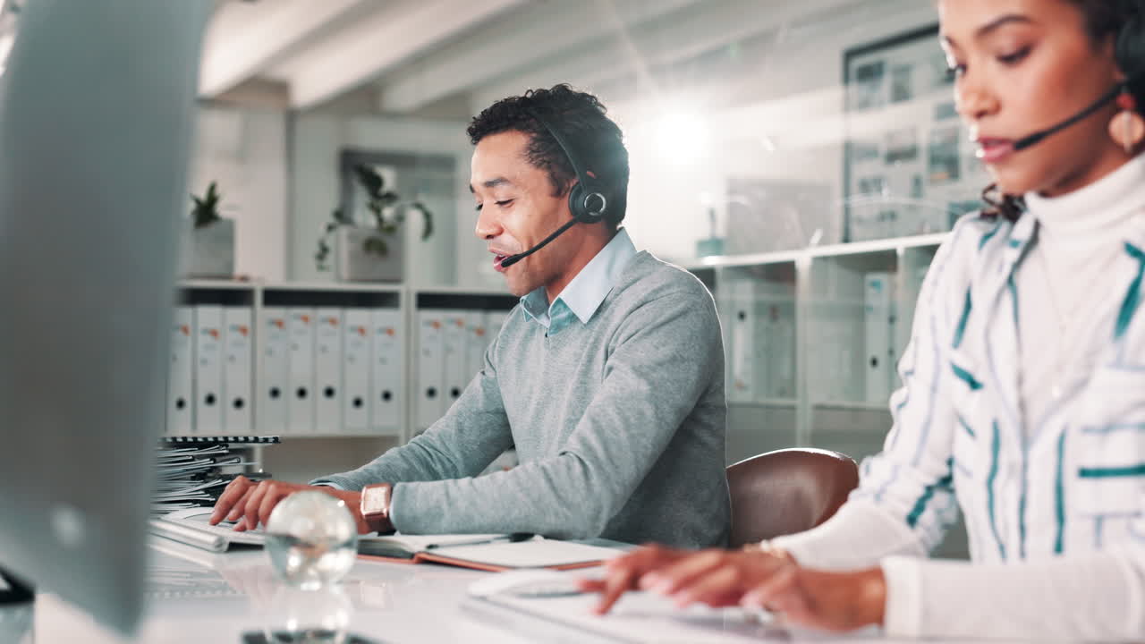 Customer Service Team Working in Call Center