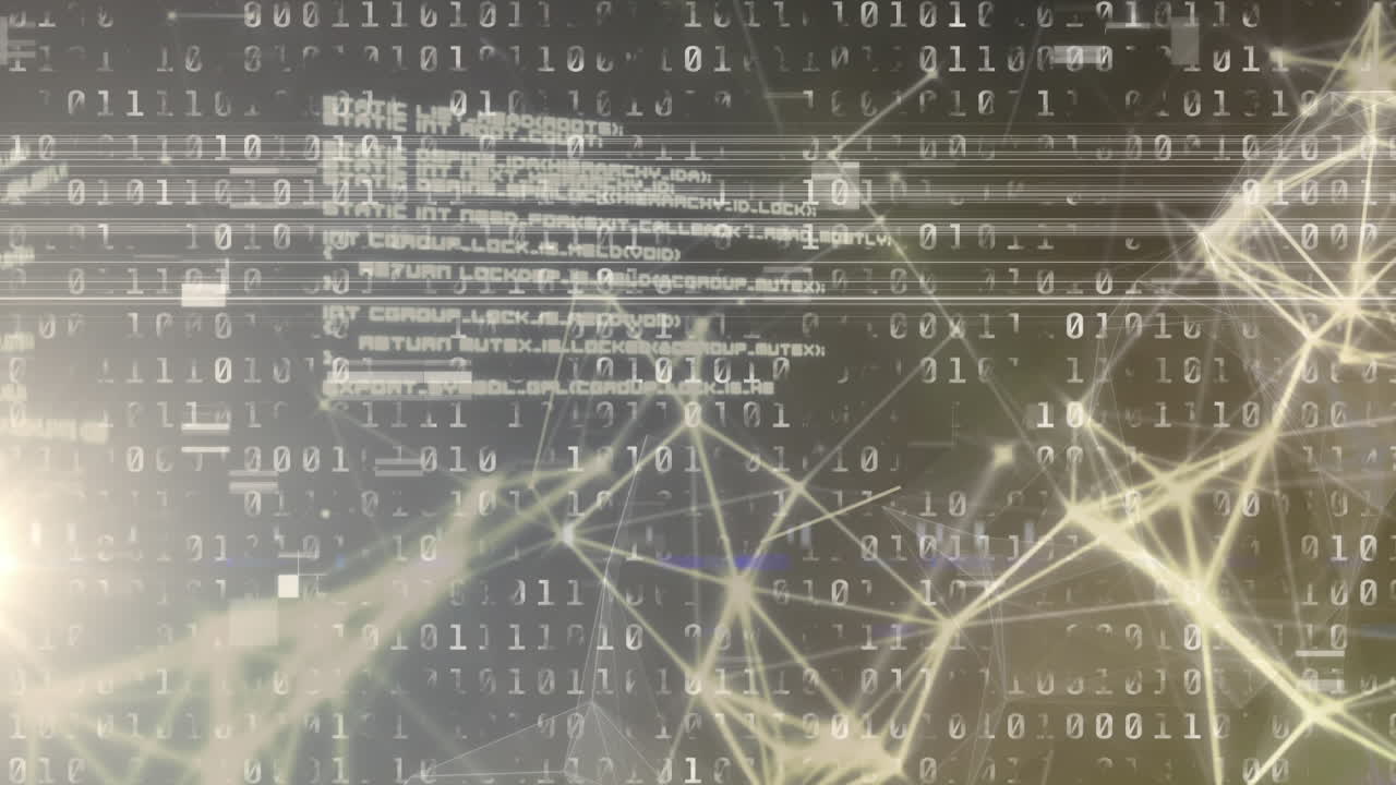 Animation of binary coding data processing and networks of connections