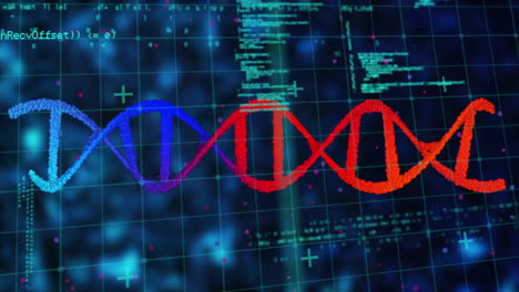 animation of data processing over dna strand