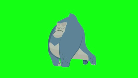 gorilla walk cycle animation with anger facial expression.