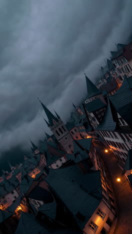 dark and mysterious old european town at night