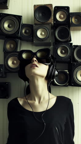 mujeres con altavoces de audio y auriculares hechos de ai