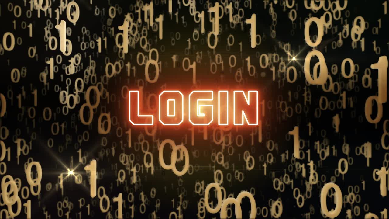 디지털 코드를 가진 골든 로그인 컨셉