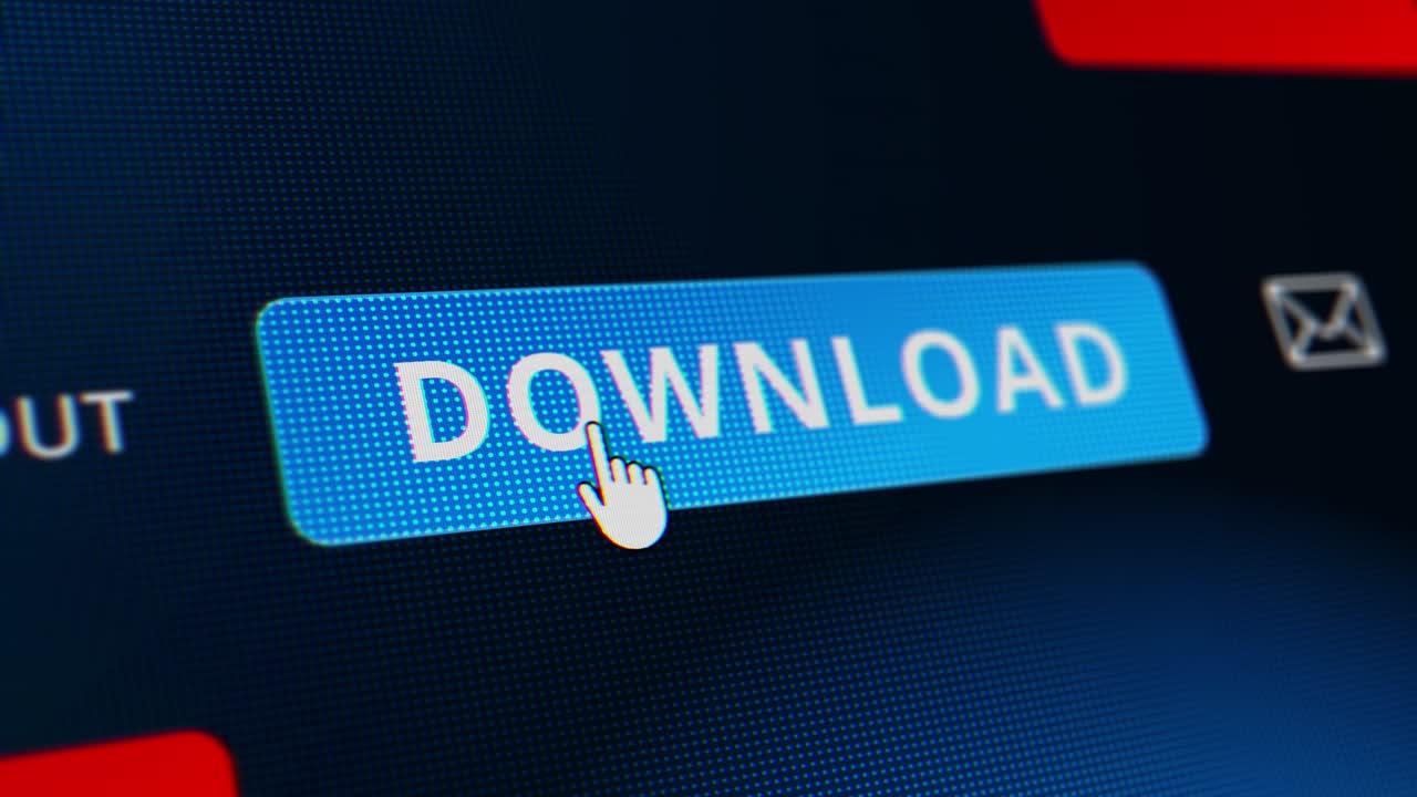 4k clicking upload new media button mouse cursor clicking download button on a computer display