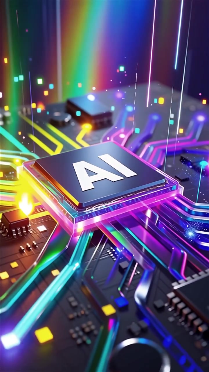 Futuristic AI Chip Motherboard Technology Background