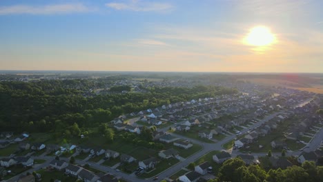 beautiful suburban area with the sun still low in the sky