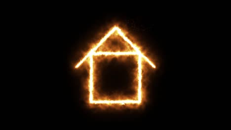 burning house on a black background.