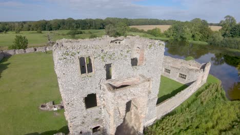 aerial drone footage of the ruins of baconsthorpe old manor, north norfolk