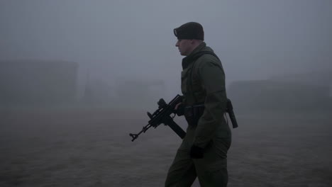 soldier in fog