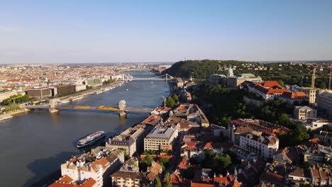 aerial cityscape of budapest during sunset