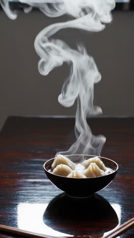 steaming dumplings in a bowl