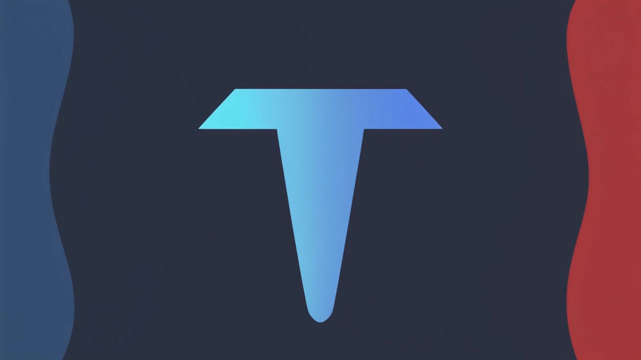 Abstract Animation of Blue and Red Shapes Moving Around a Central Letter T
