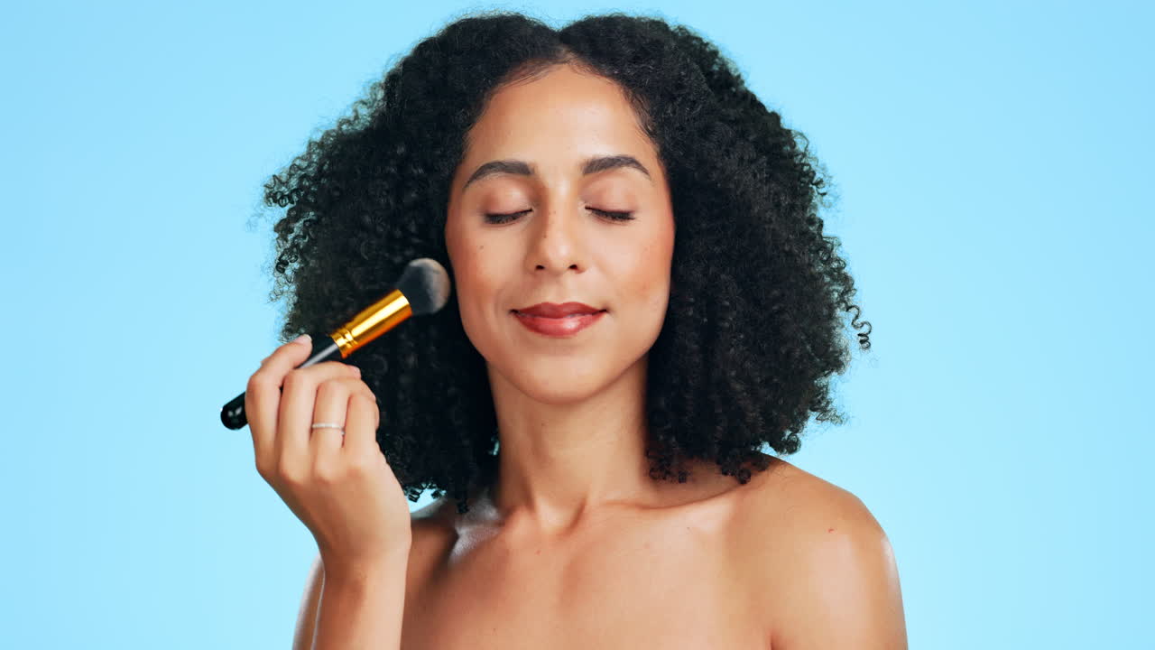 Woman, makeup and brush for beauty cosmetics