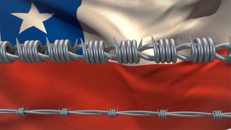 alambre de púas contra la bandera de chile