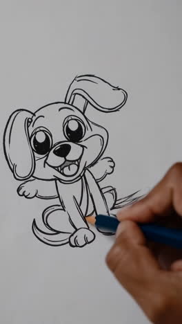 drawing and coloring a cute cartoon puppy