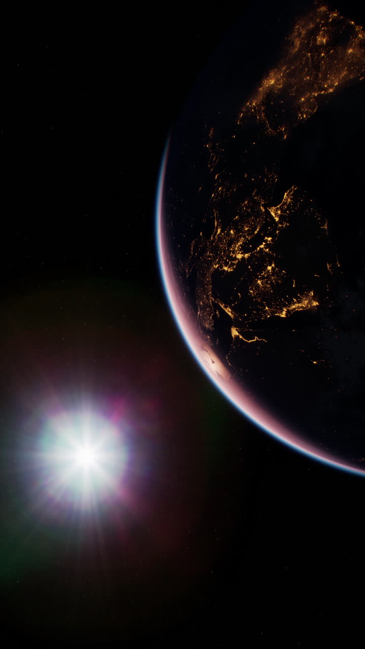Earth from Space with a Bright Sun