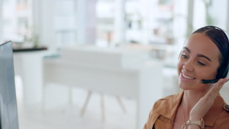 happy crm, call center or customer support woman