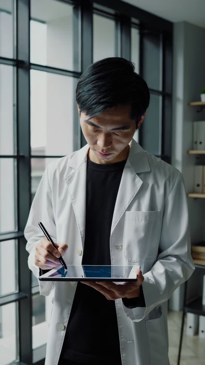 Dokter Meninjau Data di Tablet