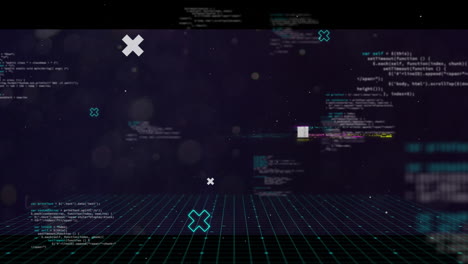 animation of data processing and interference on black background