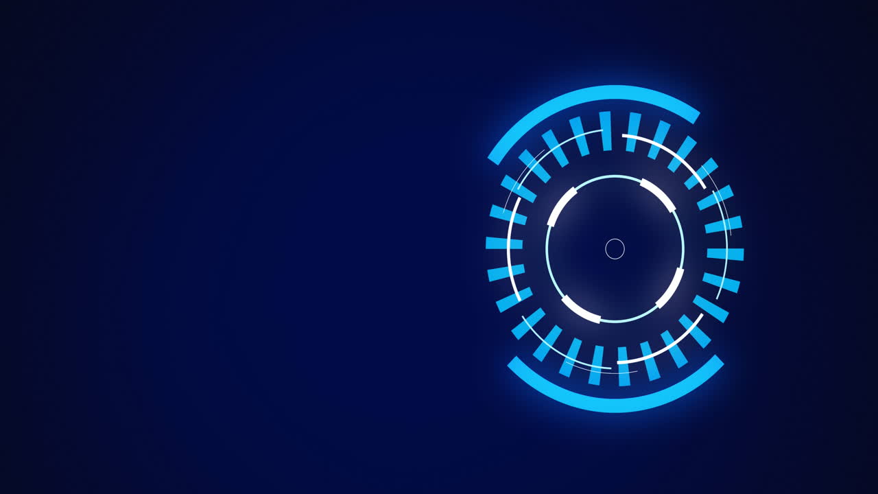 animación de escaneo de alcance y procesamiento de datos con espacio de copia en fondo azul