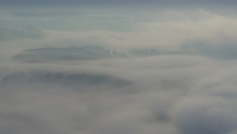 Heavy-fog-over-the-Nemunas-river-in-Kaunas-county,-Lithuania