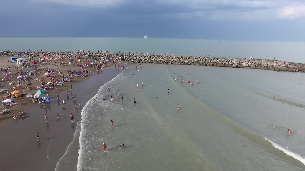 Aerial view of the city and the beaches of Mar del Plata. Buenos Aires, Argentina.