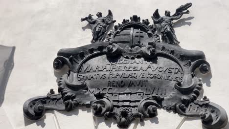 Bratislava Old Town City Centre sign in Slovakia, Eastern Europe during the summer filmed in 4K during the day