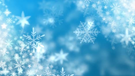 Snowflakes-falling-on-blue-background