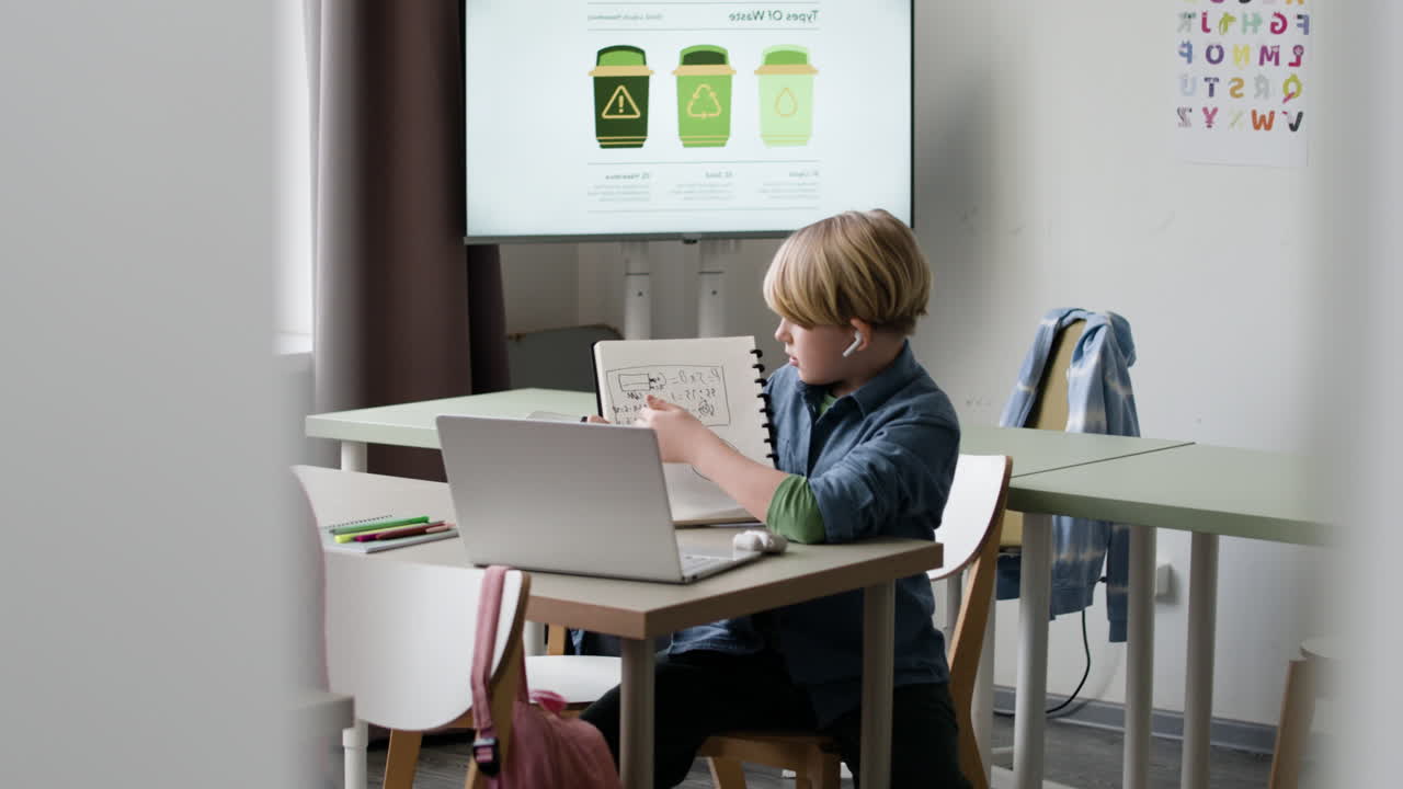 Boy Learning in Online Class