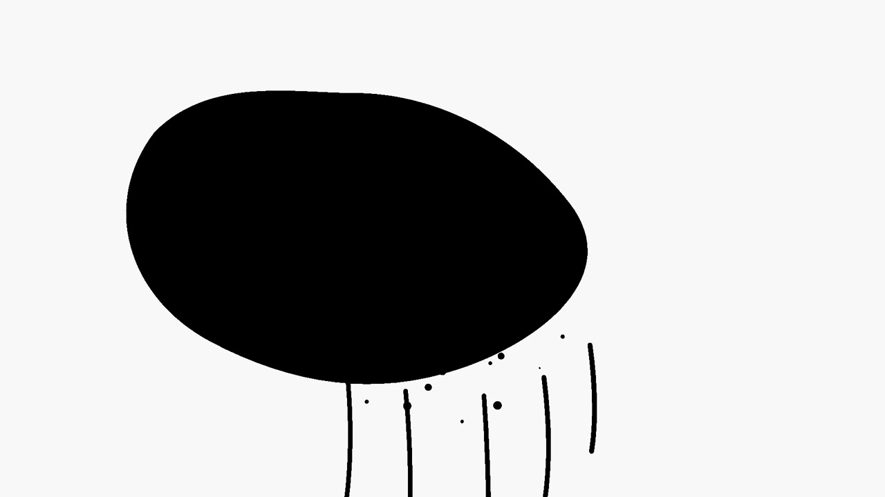 Abstract Black Ink Blob Expanding and Dripping on White Background