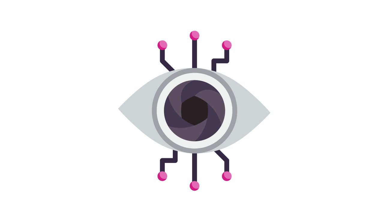 Digital Eye with Aperture and Circuitry Animation