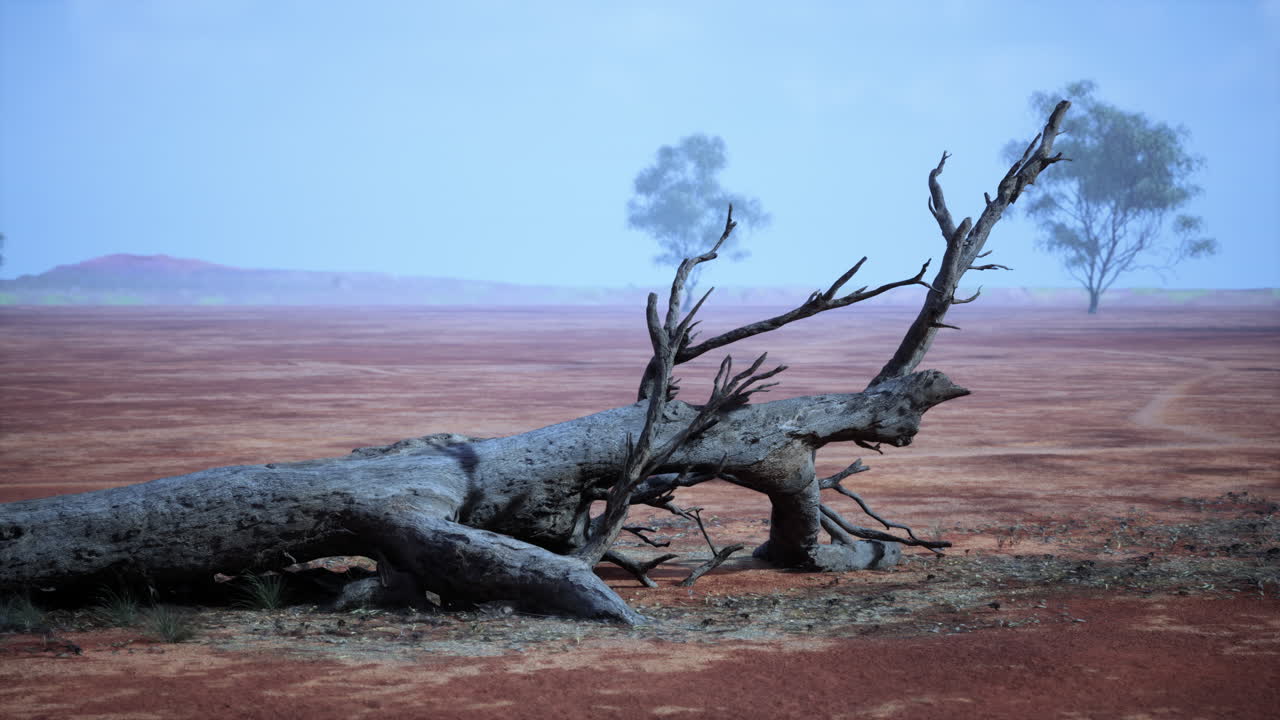 árbol muerto en un desierto de niebla