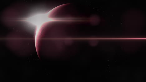 Red-planet-in-deep-galaxy-with-light-of-star