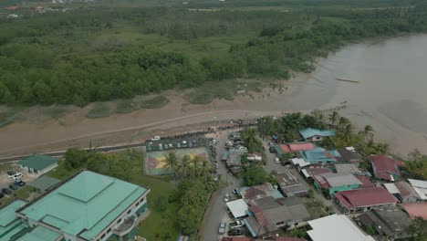 areal drone view summer at kpg gedong borneo,sarawak in conjuction of regatta 2023