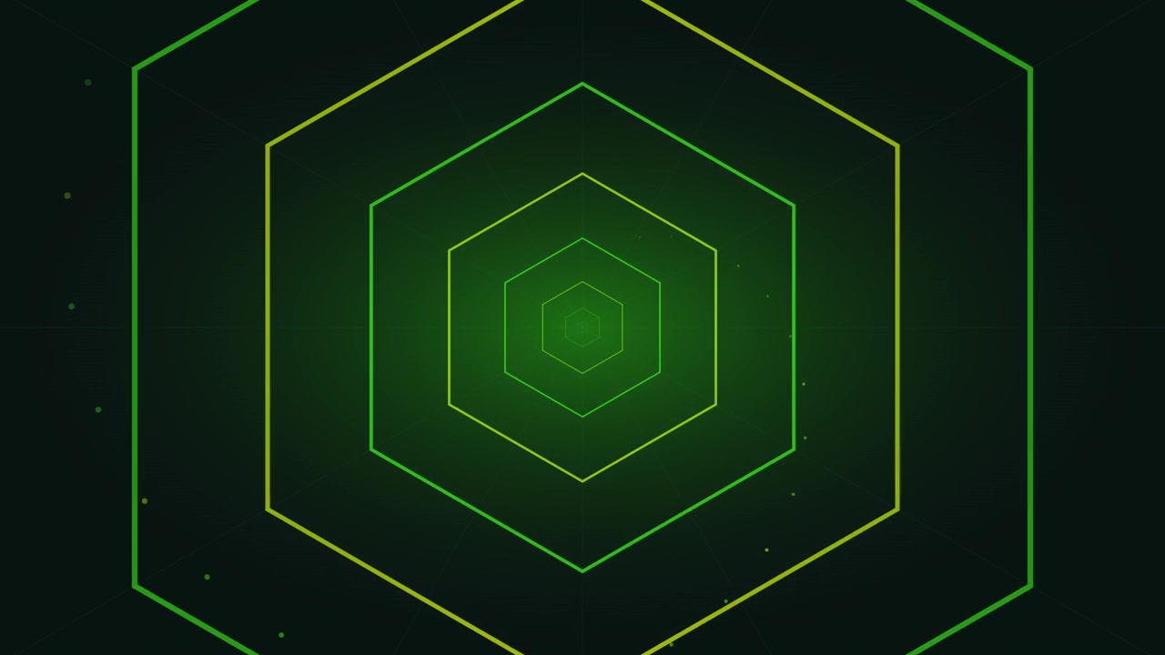 Abstract Green Hexagon Tunnel Motion Background