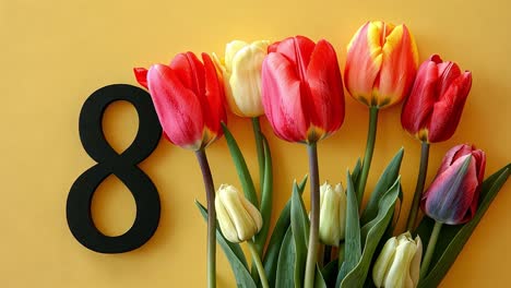 tulips and number 8 for international women's day