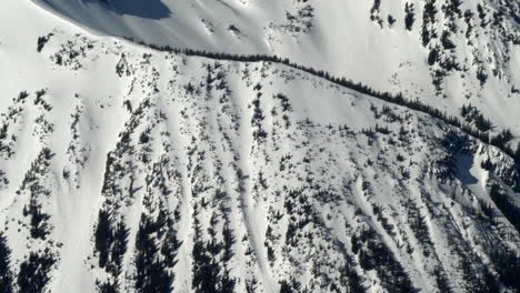 vista de pájaro del pico cubierto de nieve de las montañas en el parque provincial de las montañas del sur de chilcotin