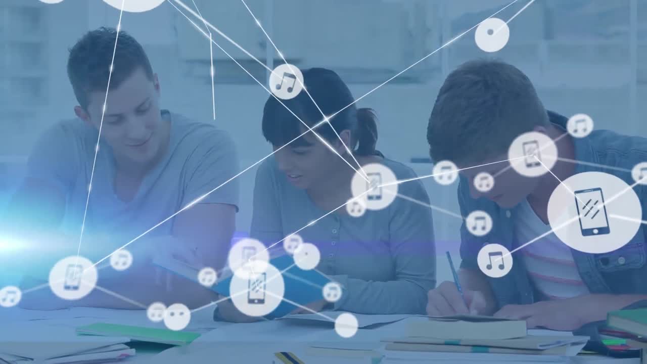 비즈니스 동료에 대한 아이콘과 연결 네트워크의 애니메이션