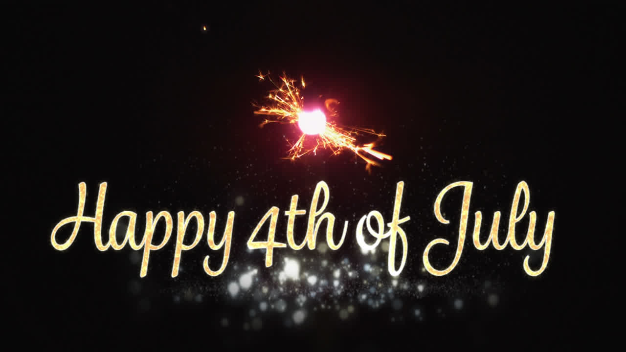 Happy 4th of July text and a sparkle 