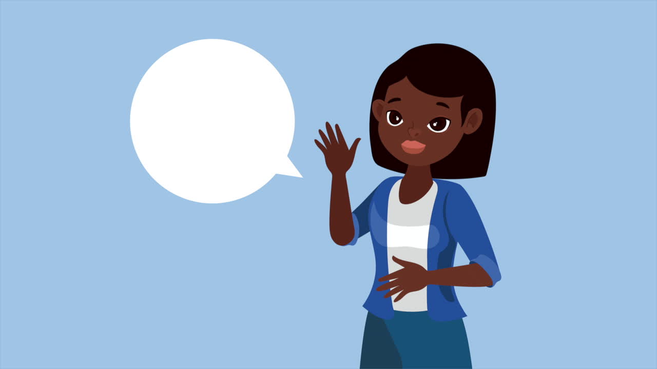 afro woman speaking character animation