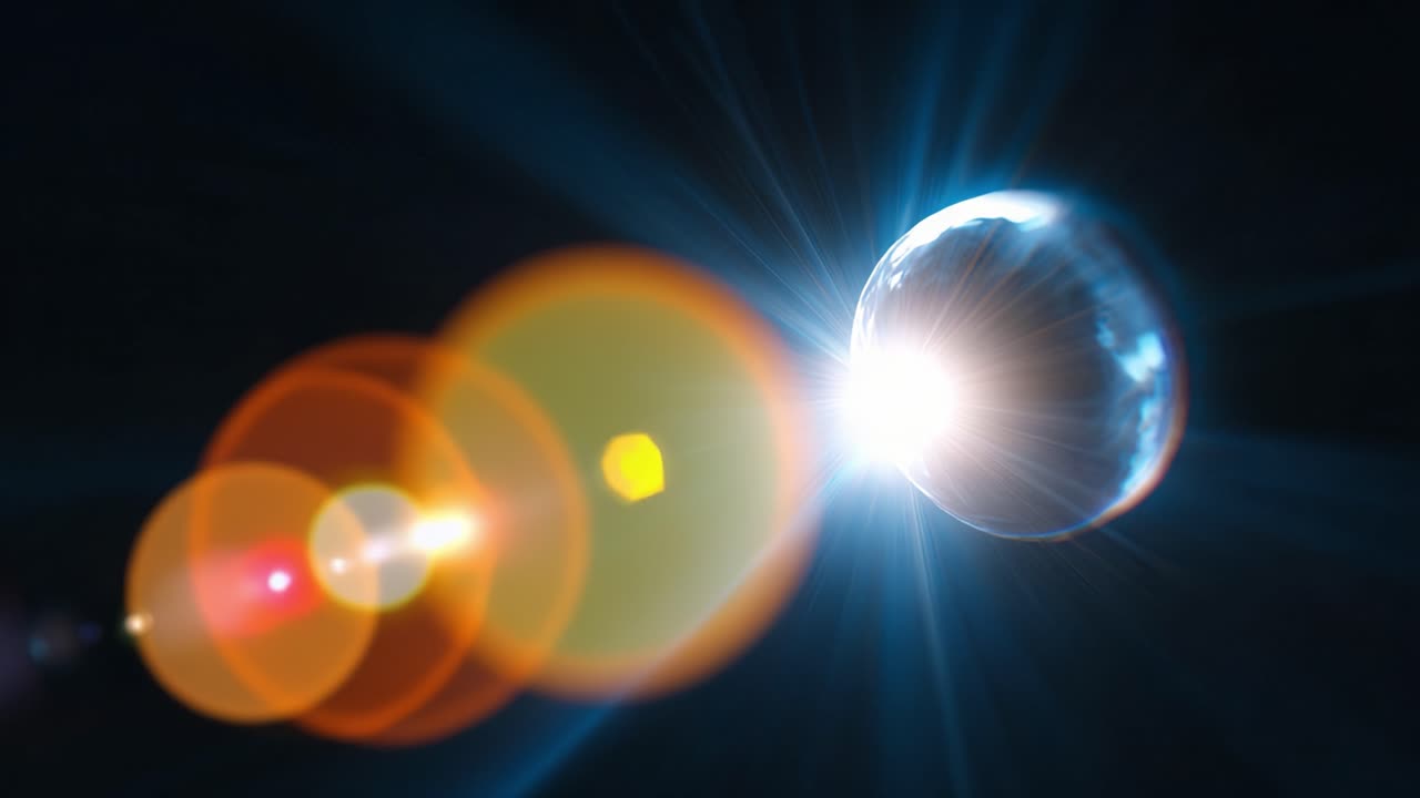 Et æterisk øjeblik i rummet: En glødende kugle oplyst af strålende lysstråler, der omgiver et mystisk kosmisk miljø og fanger essensen af himmelsk skønhed