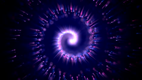 gold glittering star dust twisted spiral of trail sparkling particles on black background. space comet tail. magic blue purple flying particles. seamless loop animation