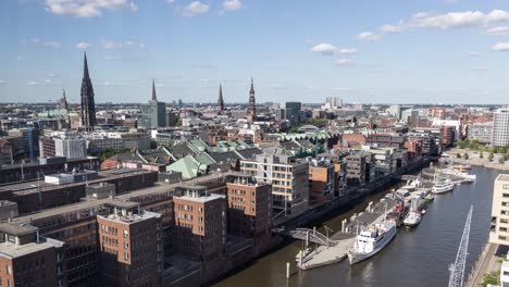 Timelapse-Del-Puerto-De-Hamburgo-Desde-El-Elbhilharmony,-Alemania