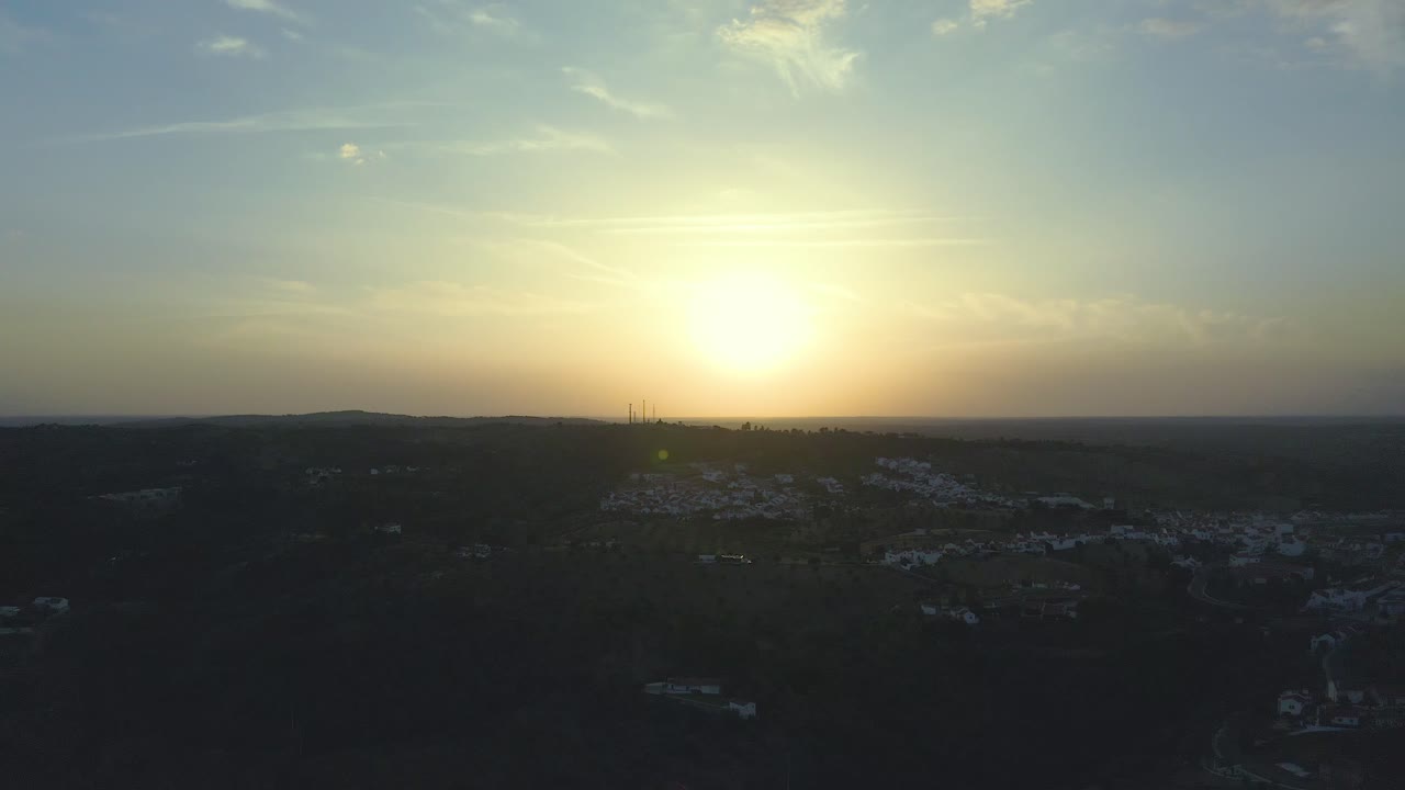 amazing sunset over Montargil village in Alentejo, Portugal