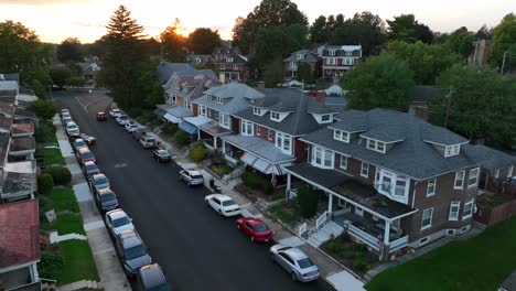 American-neighborhood-community-with-patriotic-USA-flags