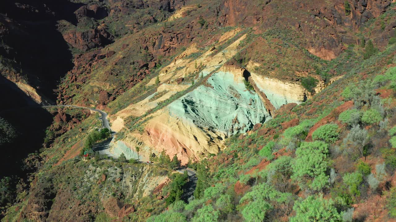 Aerial View of Colorful Mountain Road