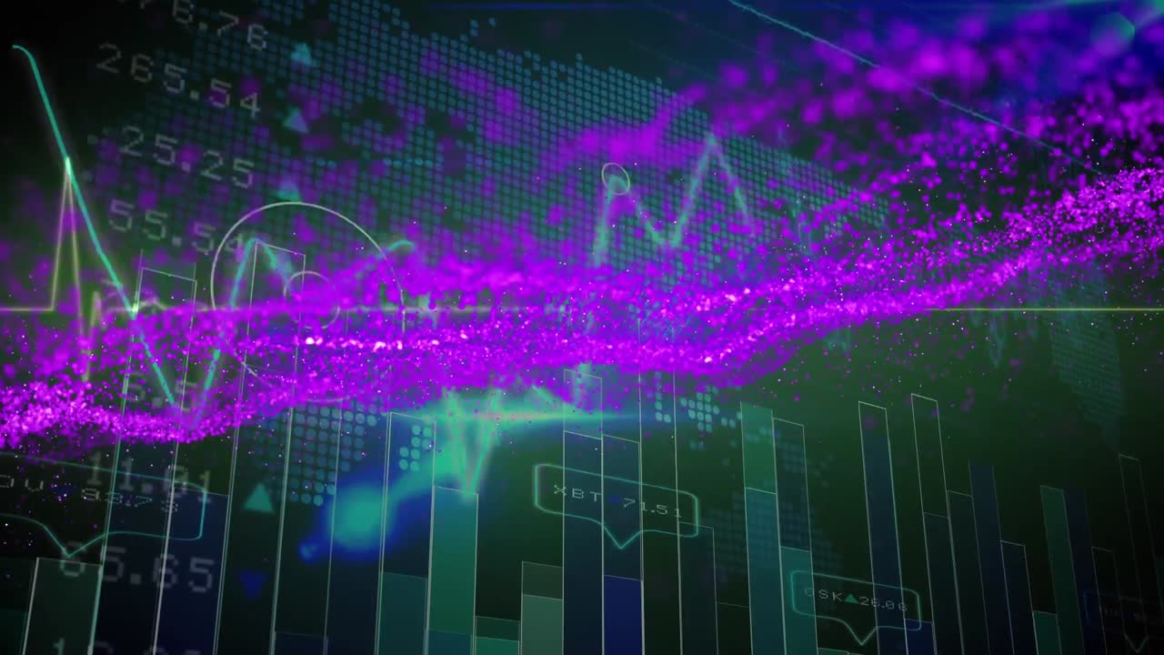 animación de puntos de luz sobre el procesamiento de datos sobre fondo negro