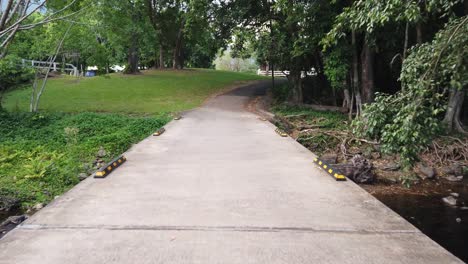 crossing-a-creek-on-a-walk-bridge